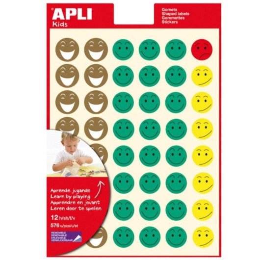 Bolsa de Gomets Redondos con Emoticonos Apli Kids Smiley Multicolor