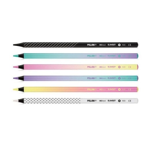 Matite Colorate Rotonde Milan Sunset - Scatola da 6 - Mine Spesse - Legno Sostenibile