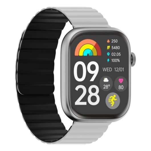 imilab IMIKI ST2 Bluetooth 5.2 49mm IPS Plata Correa Negra y Plata IP68 SpO2 Pulsómetro