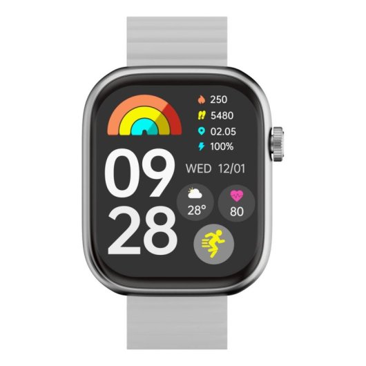 imilab IMIKI ST2 Bluetooth 5.2 49mm IPS Plata Correa Negra y Plata IP68 SpO2 Pulsómetro