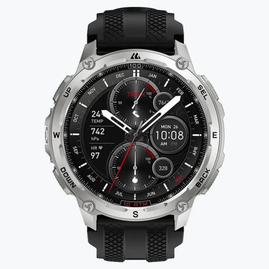Kospet Tank T4 Bluetooth GPS 48mm AMOLED Plata Correa Negra One size Resistencia Agua IP69K SpO2 Pulsómetro