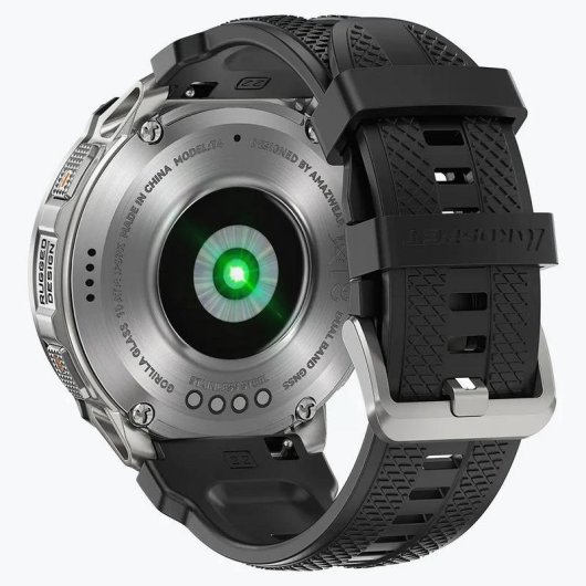Kospet Tank T4 Bluetooth GPS 48mm AMOLED Plata Correa Negra One size Resistencia Agua IP69K SpO2 Pulsómetro