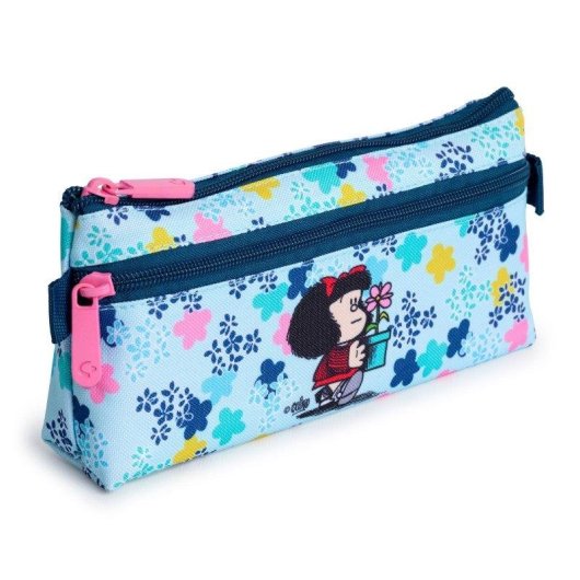 Estuche Portatodo Plano Grafoplás Bits Bobs Design 2 cremalleras bolsillo frontal 23x10 cm