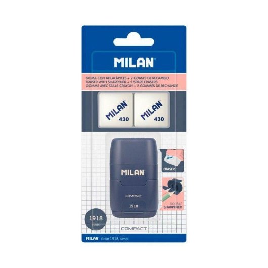 Radierer Milan Compact 1918 Blau mit Ersatzgummis