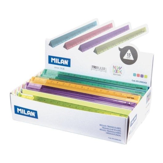 Caja de 60 Reglas Triangulares 15 cm Milan New Look Plástico Transparente