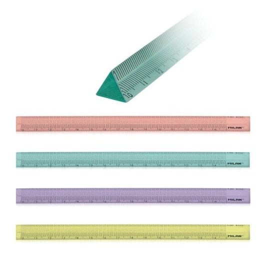 Caja de 60 Reglas Triangulares 15 cm Milan New Look Plástico Transparente