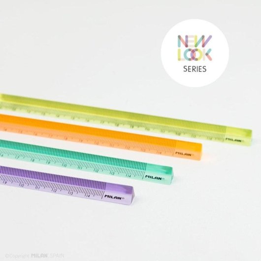 Caja de 60 Reglas Triangulares 15 cm Milan New Look Plástico Transparente