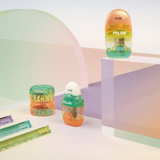 Caja de 60 Reglas Triangulares 15 cm Milan New Look Plástico Transparente