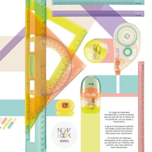 Caja de 60 Reglas Triangulares 15 cm Milan New Look Plástico Transparente