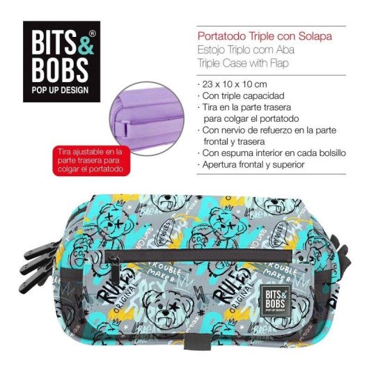 Estuche Escolar Triple Grafoplás ColePack EcoDesign con Material Incluido y 3 cremalleras