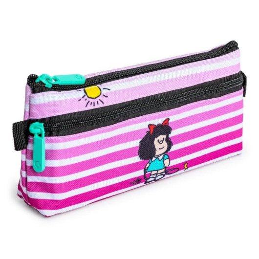 Estuche plano portatodo Grafoplás Bits Bobs Design 2 cremalleras compacto 23x10 cm