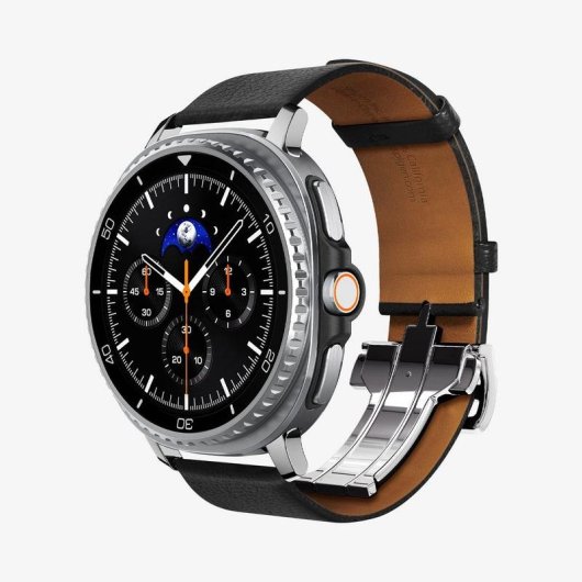 Cinturino Spigen Enzo per Samsung Watch 8/8 Classic, Vera Pelle, Nero