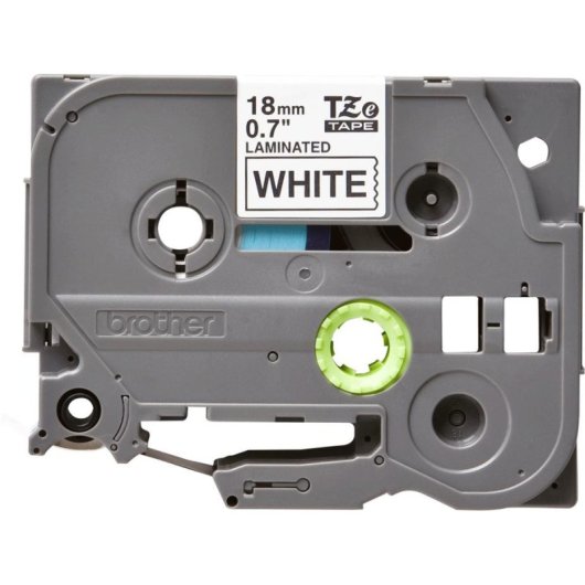 Fita Laminada Brother 18 mm 8 m Preto sobre Branco para Etiquetas