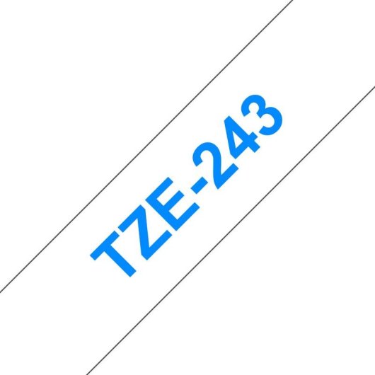 Fita Brother TZe-243 azul sobre branco 18 mm x 8 m laminada para rotuladora