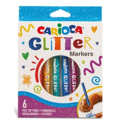 Carioca Glitter - Astuccio da 6 Pennarelli con Inchiostro Liquido all'Acqua