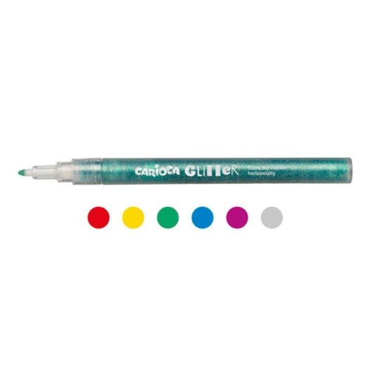 Carioca Glitter - Astuccio da 6 Pennarelli con Inchiostro Liquido all'Acqua
