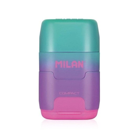 Gomma e Temperino Milan Sunset Pack Compact con 2 Gomme di Ricambio Rosa