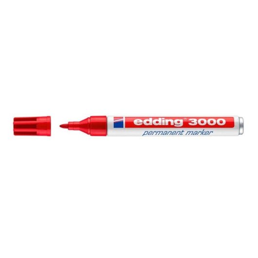 Marcatore Permanente Edding 3000 Set di 4 Punta Tonda 1.5-3 mm Rosso