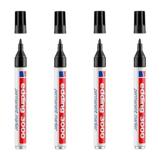 Marcatore Permanente Edding 3000 Set di 4 Punta Tonda 1.5-3 mm Rosso