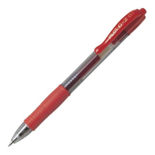 Penna Roller Ball Retrattile Pilot G2 0.7 mm Punta Fine Grip Rosso