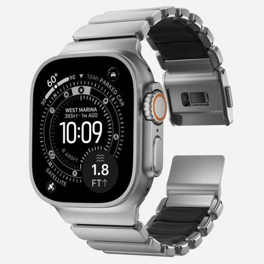 Correia Nomad Stratos Band para Apple Watch Ultra 1-11 e SE Titânio Natural