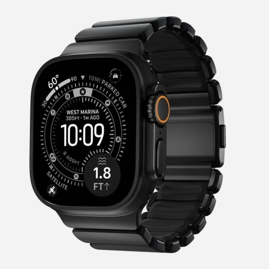 Correia Nomad Stratos Band para Apple Watch Ultra 1-11 e SE, Titânio Preto