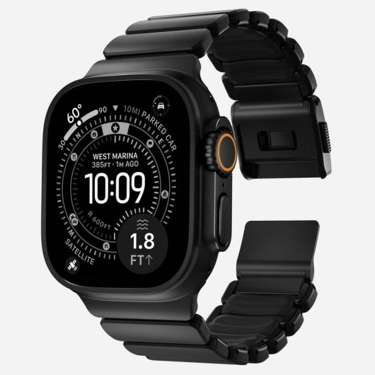 Correia Nomad Stratos Band para Apple Watch Ultra 1-11 e SE, Titânio Preto