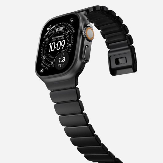 Correia Nomad Stratos Band para Apple Watch Ultra 1-11 e SE, Titânio Preto