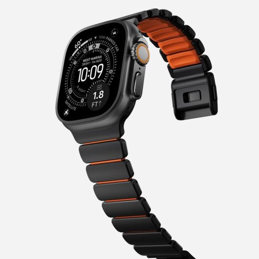 Pulsera Nomad Stratos Band para Apple Watch Ultra 1-11 y SE, Titanio Negro