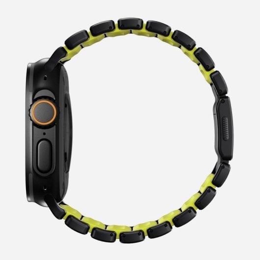 Pulsera Nomad Stratos Band para Apple Watch Ultra 1-11 y SE, Negro Titanio, hebilla Volt