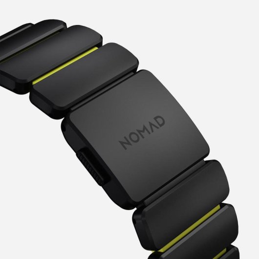Pulsera Nomad Stratos Band para Apple Watch Ultra 1-11 y SE, Negro Titanio, hebilla Volt