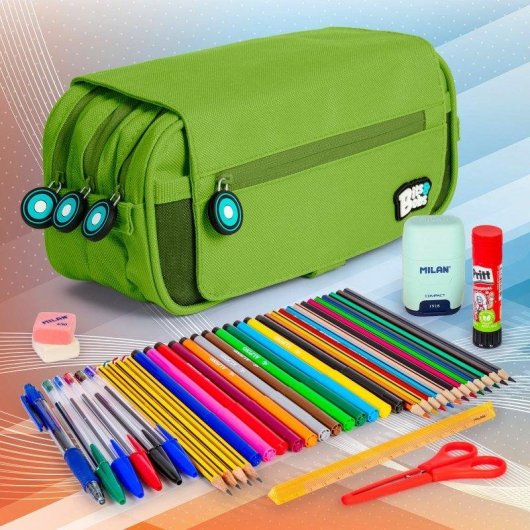 Estuche Portatodo Triple Grafoplás Bits and Bobs Verde