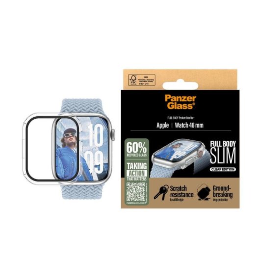Protetor de ecrã PanzerGlass Full Body Slim para Apple Watch Series 10 e 11 46mm
