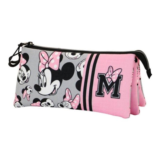 Estuche escolar triple Karactermania Minnie Mouse Ribbons Gris