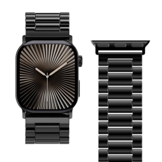 Armband Just in Case für Apple Watch 44/45/46/49mm Edelstahl Schwarz
