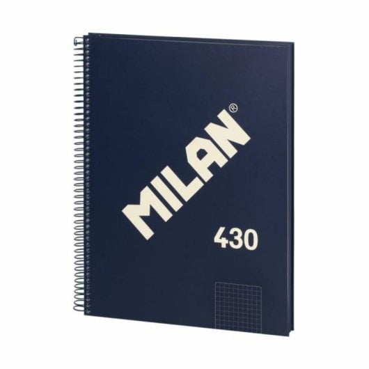 Cuaderno A4 Milan 430 Espiral Tapa Dura Cuadriculado 80 Hojas Azul