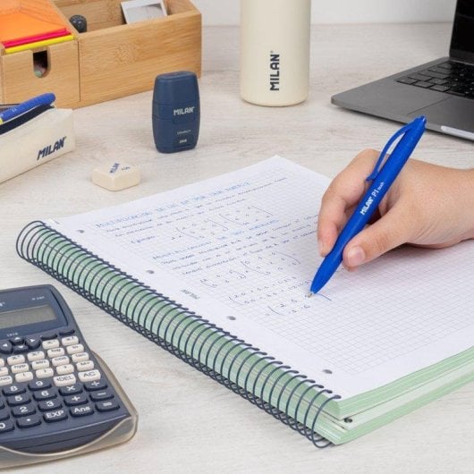 Cuaderno A4 Milan 430 Espiral Tapa Dura Cuadriculado 80 Hojas Azul