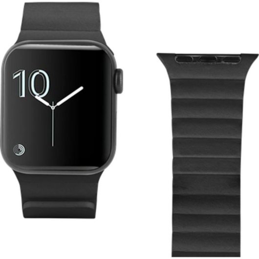 Armband Just in Case für Apple Watch 44/45/46/49mm Leder PU schwarz