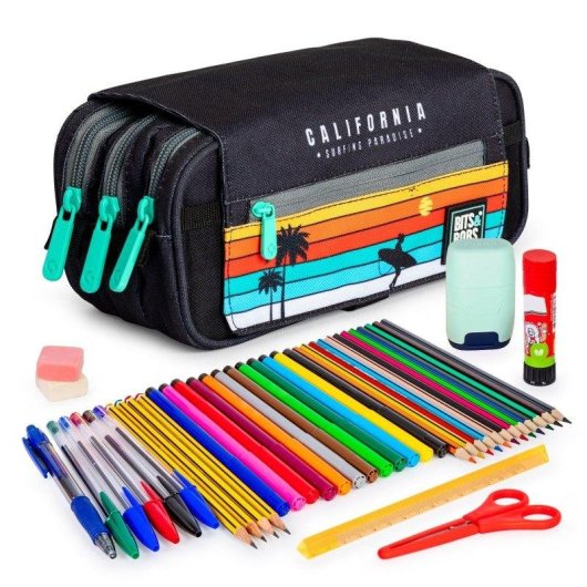 Estuche escolar triple Grafoplás Design con 40 utensilios de primeras marcas