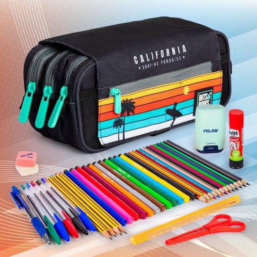 Estuche escolar triple Grafoplás Design con 40 utensilios de primeras marcas