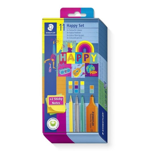 Set Mixto Staedtler Happy 11 Pezzi per Scrittura e Disegno Creativo