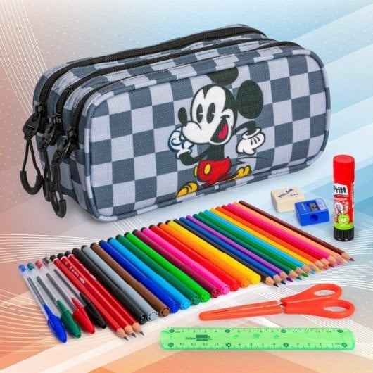 Estuche Escolar Karactermania Mickey Move Triple Compartimento Gris