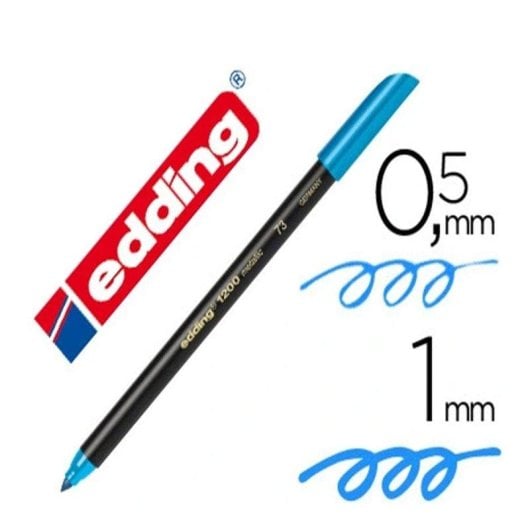 Pennarello a Fibra Edding 1200 Punta Tonda 0.5 mm Blu Chiaro