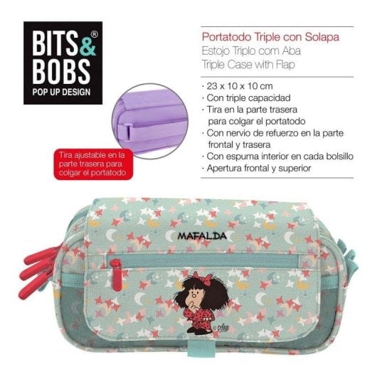 Estuche Portatodo Triple Grafoplás Bits and Bobs Design Mafalda Pijama