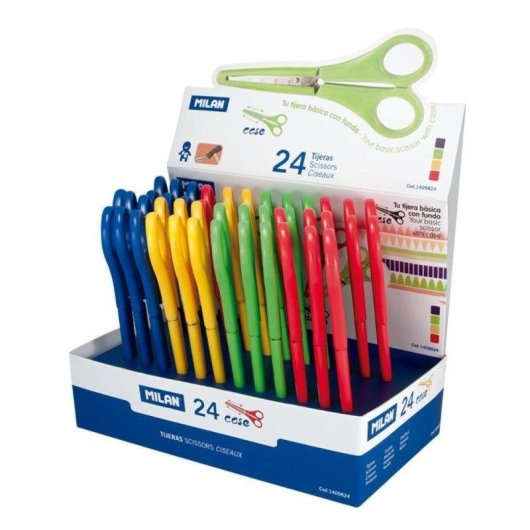 Forbici Scolari Milan 14.7 cm Punta Tonda con Custodia Rossa