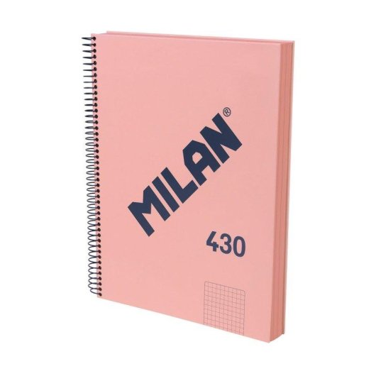 Cuaderno A4 Espiral Tapa Dura Milan 430 Cuadriculado 120 Hojas 95gr Rosa