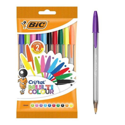Bic Cristal - Pack di 10 penne a sfera colori