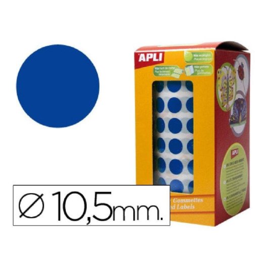 Gomets Autoadhesivos Circulares Apli 10.5mm Azul Rollo 5192 Unidades