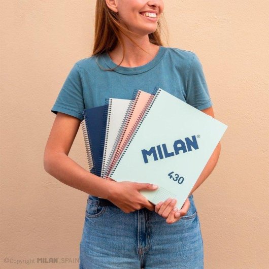 Cuaderno Milan 430 A5 Espiral Tapa Dura Cuadriculado 80 Hojas 95gr