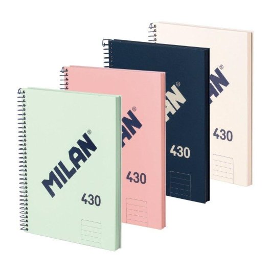 Pack 4 Cuadernos A5 Espiral Tapa Dura Milan 430 80 Hojas Pautadas